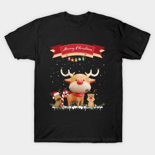 Merry Christmas Reindeer Family T-Shirt